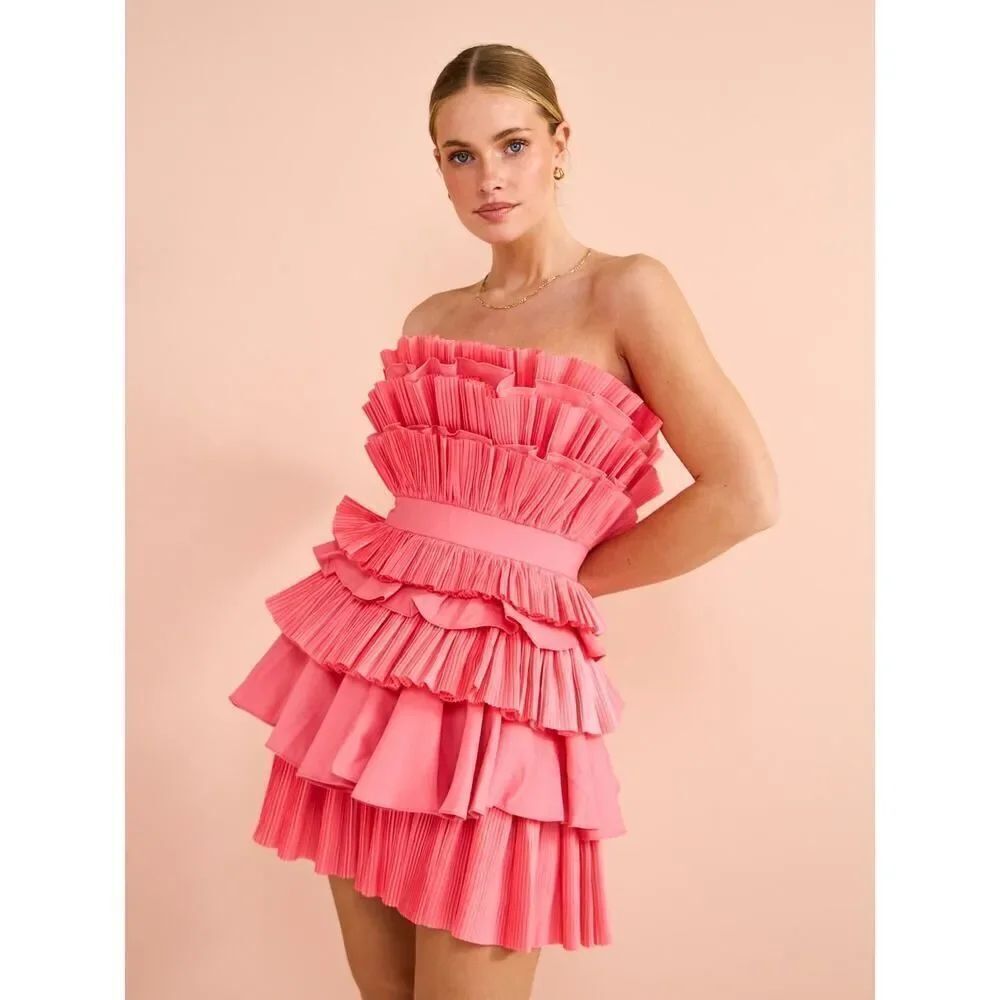 Acler ELSHER MINI DRESS Rouge US2